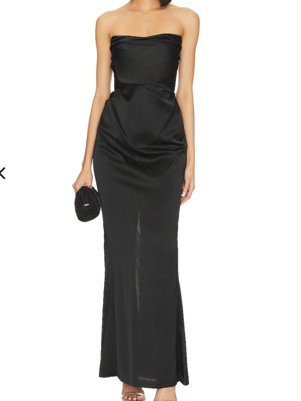 Nookie Emelie Strapless Signature Satin Gown Dress Black Medium